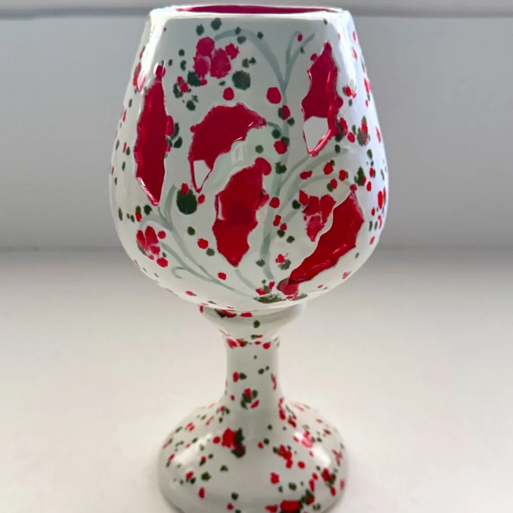 Vintage Ceramic Votive Candle Holder Splatterware Design‎